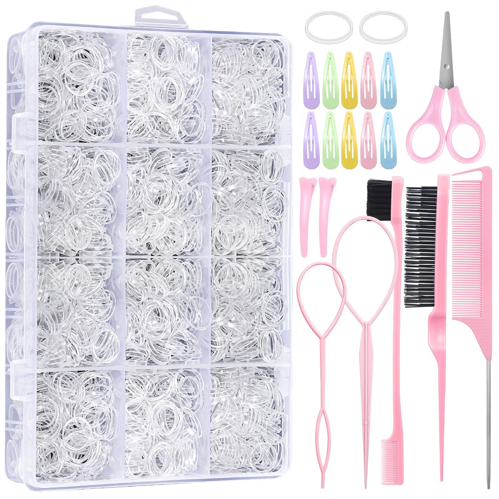 Auroray cintas transparentes para el cabello, 2200 piezas, útiles para peinados versátiles.