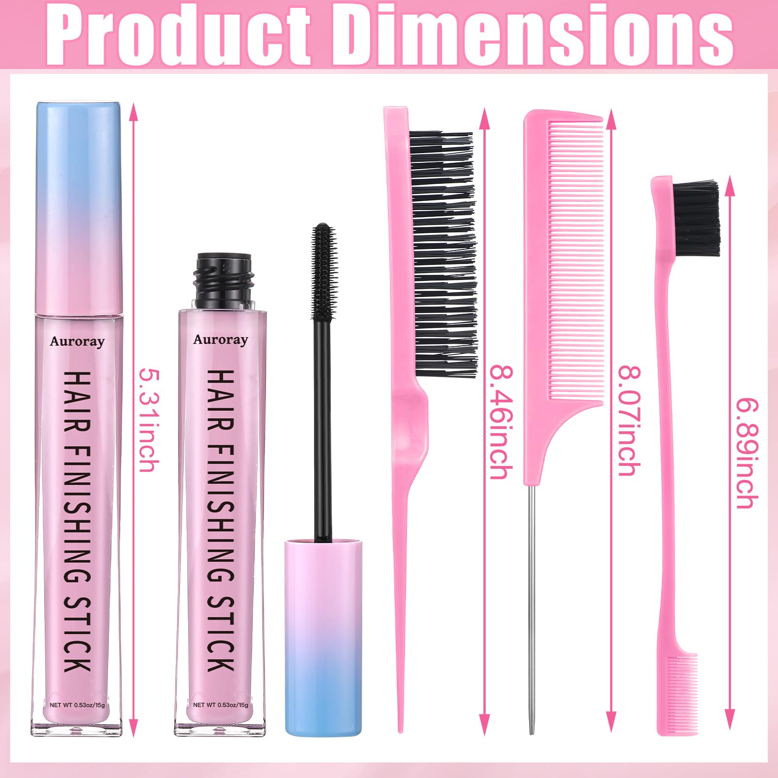 Auroray kit de acabado para cabello, conjunto práctico para retoques diarios.