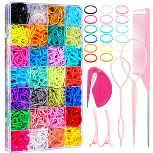 Auroray lazos para pelo: 28 colores en caja transparente para organización.