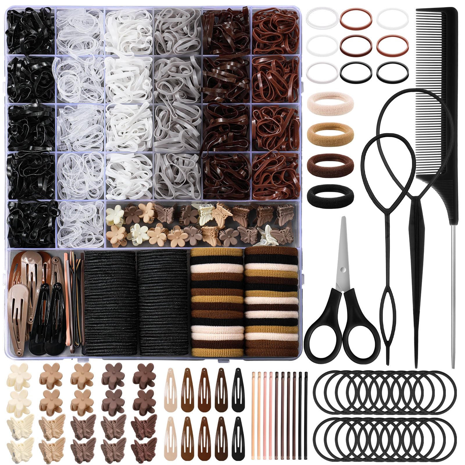 Auroray ligas elasticas naturales, seis colores, para combinar estilos diarios y peinados duraderos.