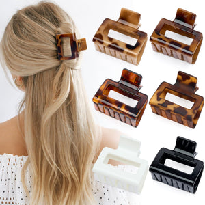 Pinza de pelo Auseibeely rectangular leopardo de 2 pulgadas para peinado rápido