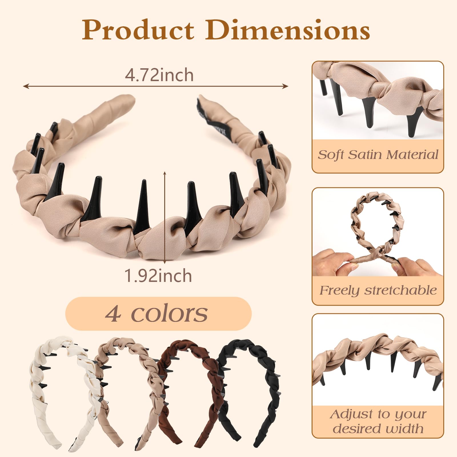 Auseibeely diadema con dientes zigzag, agarre antideslizante para entrenamientos y días ocupados.