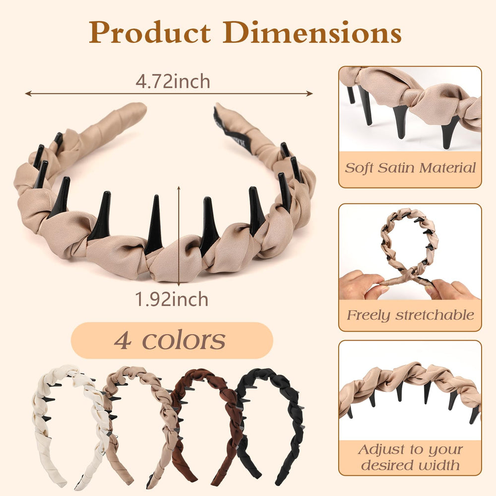 Auseibeely diadema con dientes zigzag, agarre antideslizante para entrenamientos y días ocupados.
