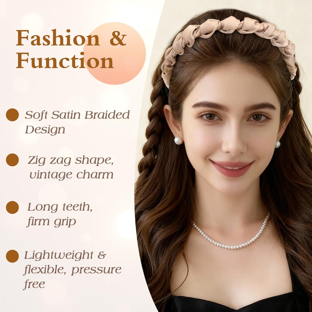 Auseibeely diadema cráneo alto beige, combinación clásica para estilos casuales.