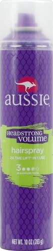 Aussie Headstrong aplicación spray en pelo para fijar estilo diario.