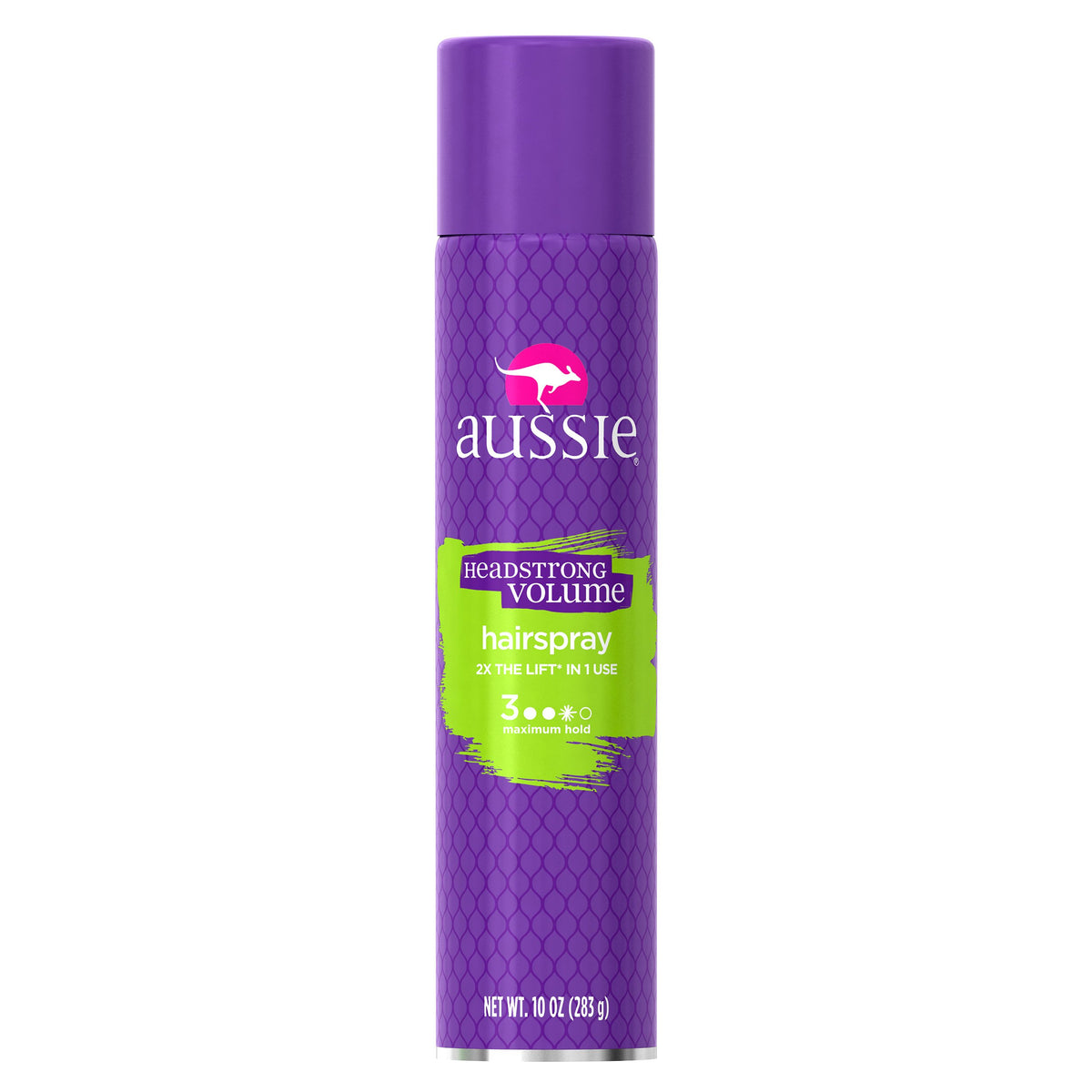 Aussie Headstrong Aerosol de volumen, lata visible, ofrece fijación.
