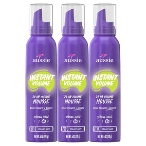 Aussie espuma de volumen Instantáneo, paquete triple para volumen duradero.