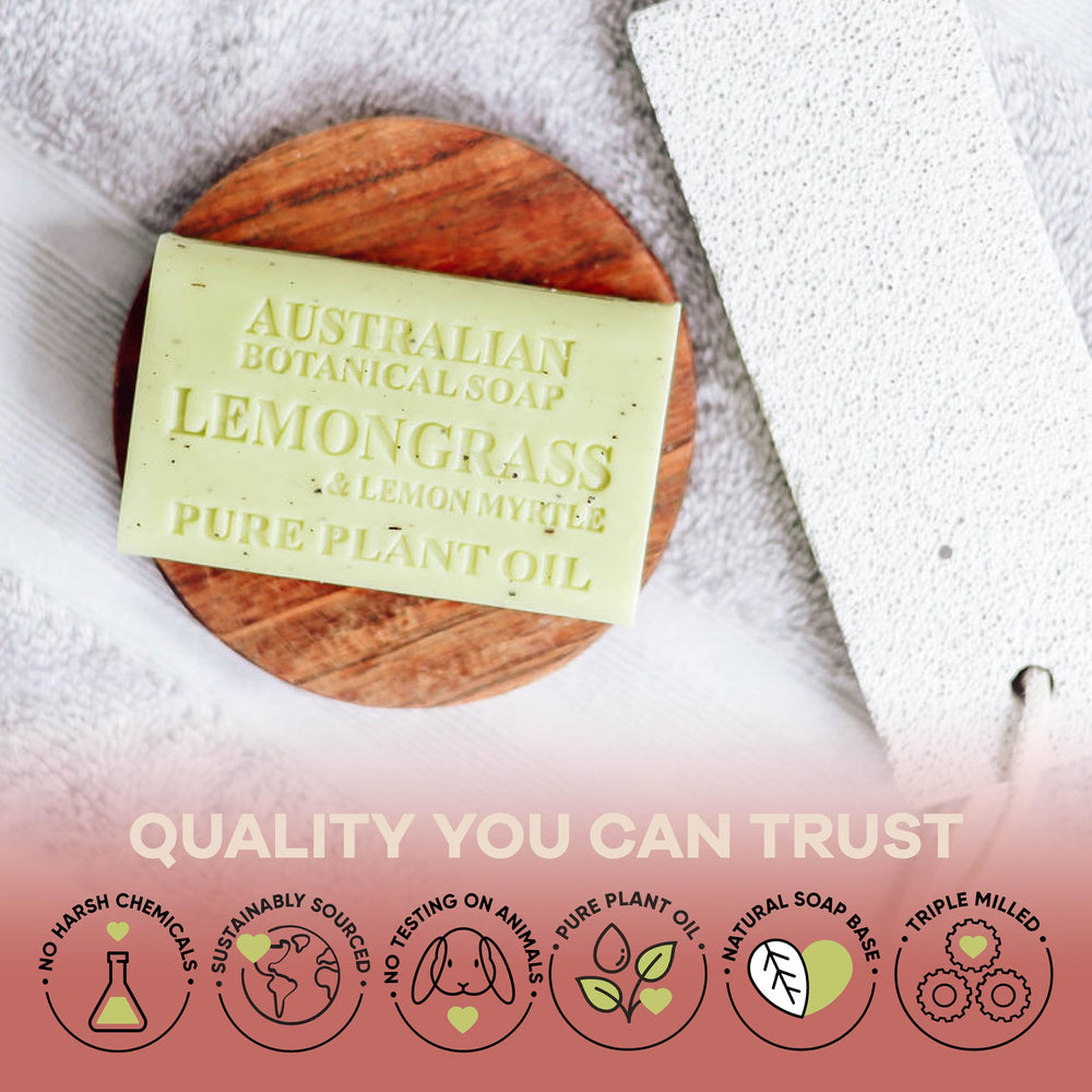 Australian Botanical Soap, fragancia cítrica equilibrada que permanece sutil.