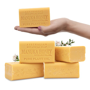 Barra Australian Botanical Soap Manuka Honey para limpieza suave de manos y rostro.