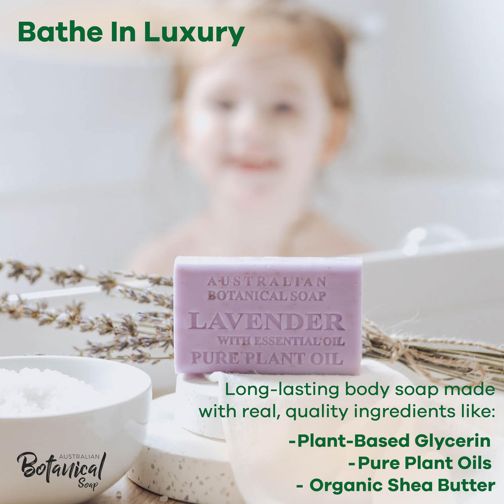 Australian Botanical Soap Essential Medley Sándalo Manteca cacao ofrece hidratación duradera.