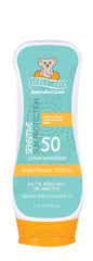 Australian Gold Little Joey loción solar SPF 50 en botella, protección para niños.