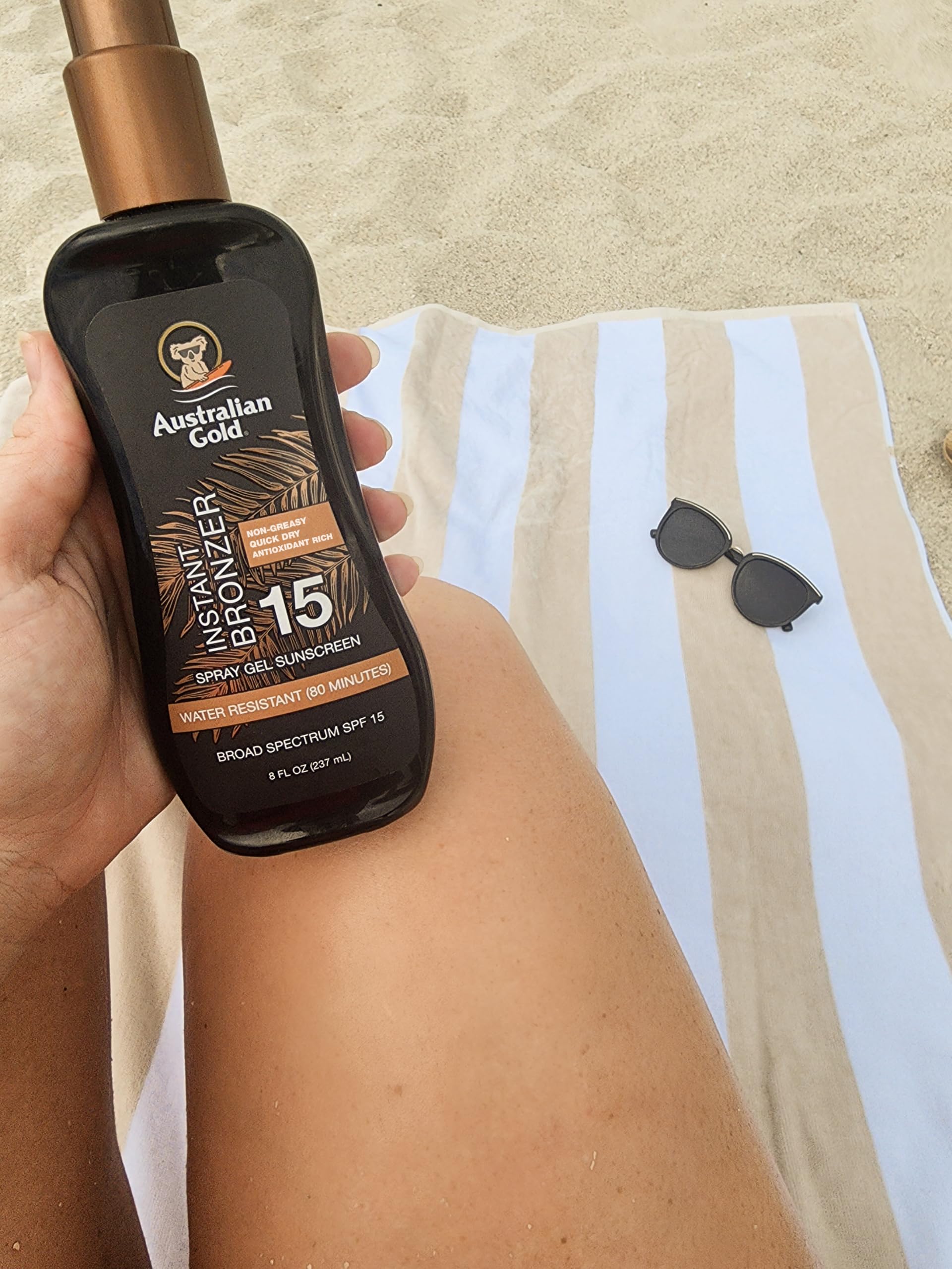 Producto libre de PABA y gluten para uso exterior con Australian Gold.