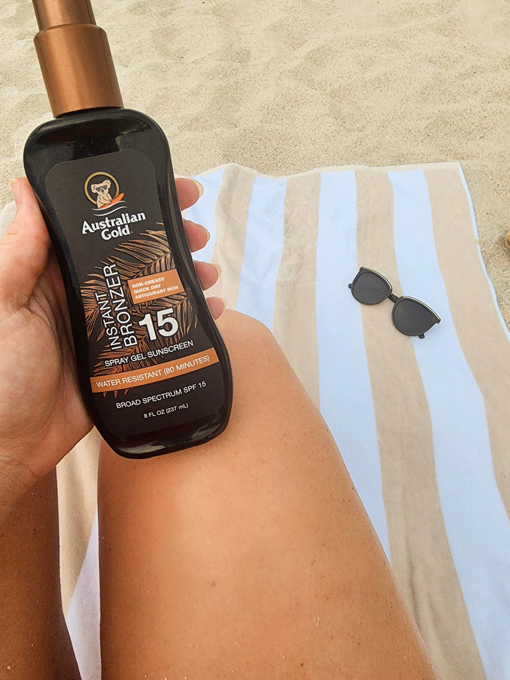 Producto libre de PABA y gluten para uso exterior con Australian Gold.