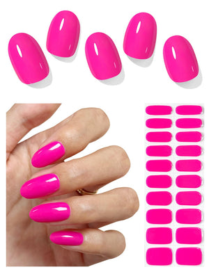 AutyaMee tiras gel semicurado Hot Pink N1 en caja, listas para uñas con estilo duradero.