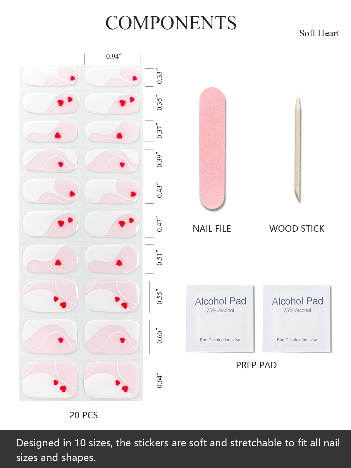 AutyaMee juego de 20 tiras gel para uñas en casa