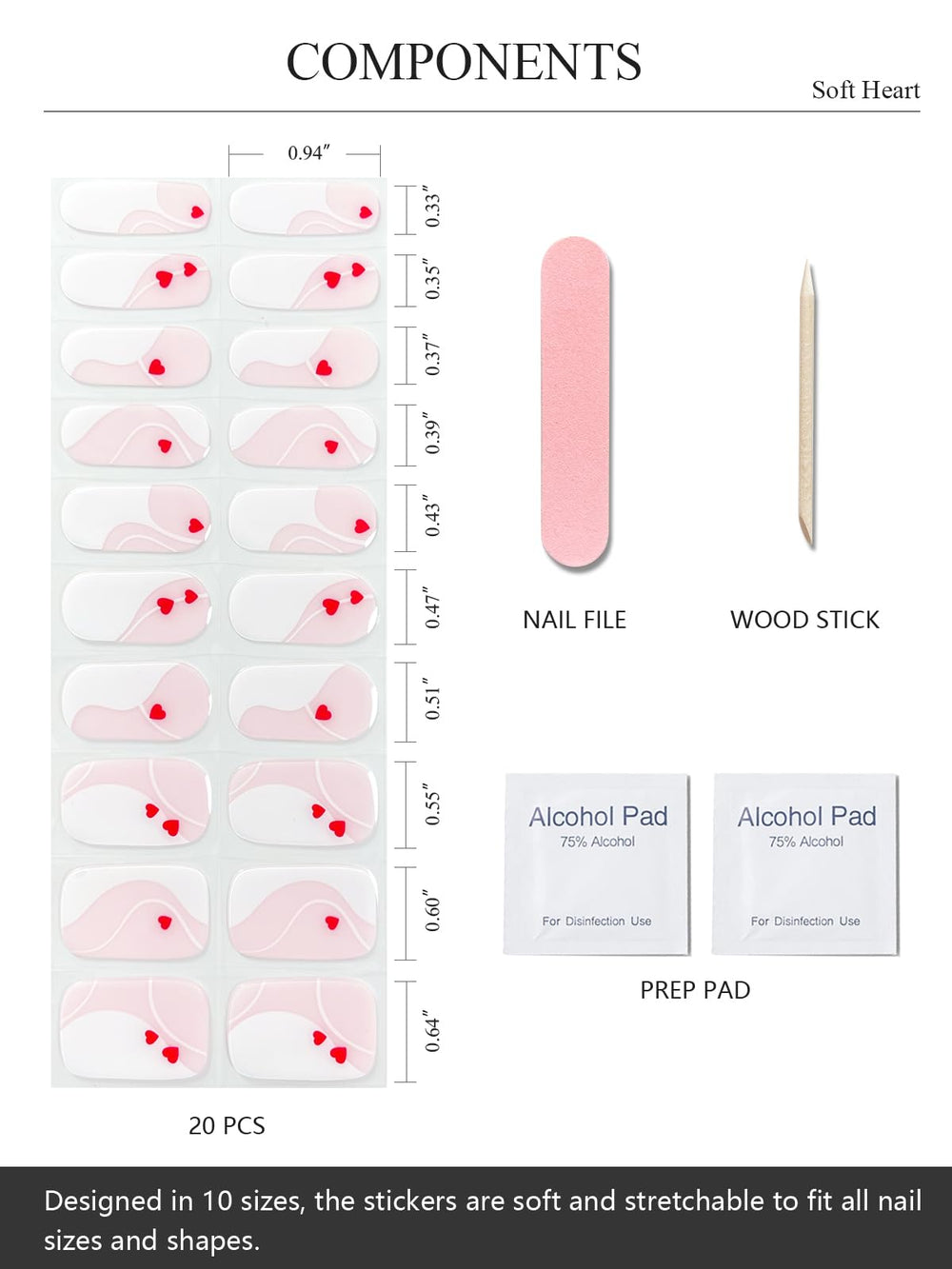 AutyaMee juego de 20 tiras gel para uñas en casa