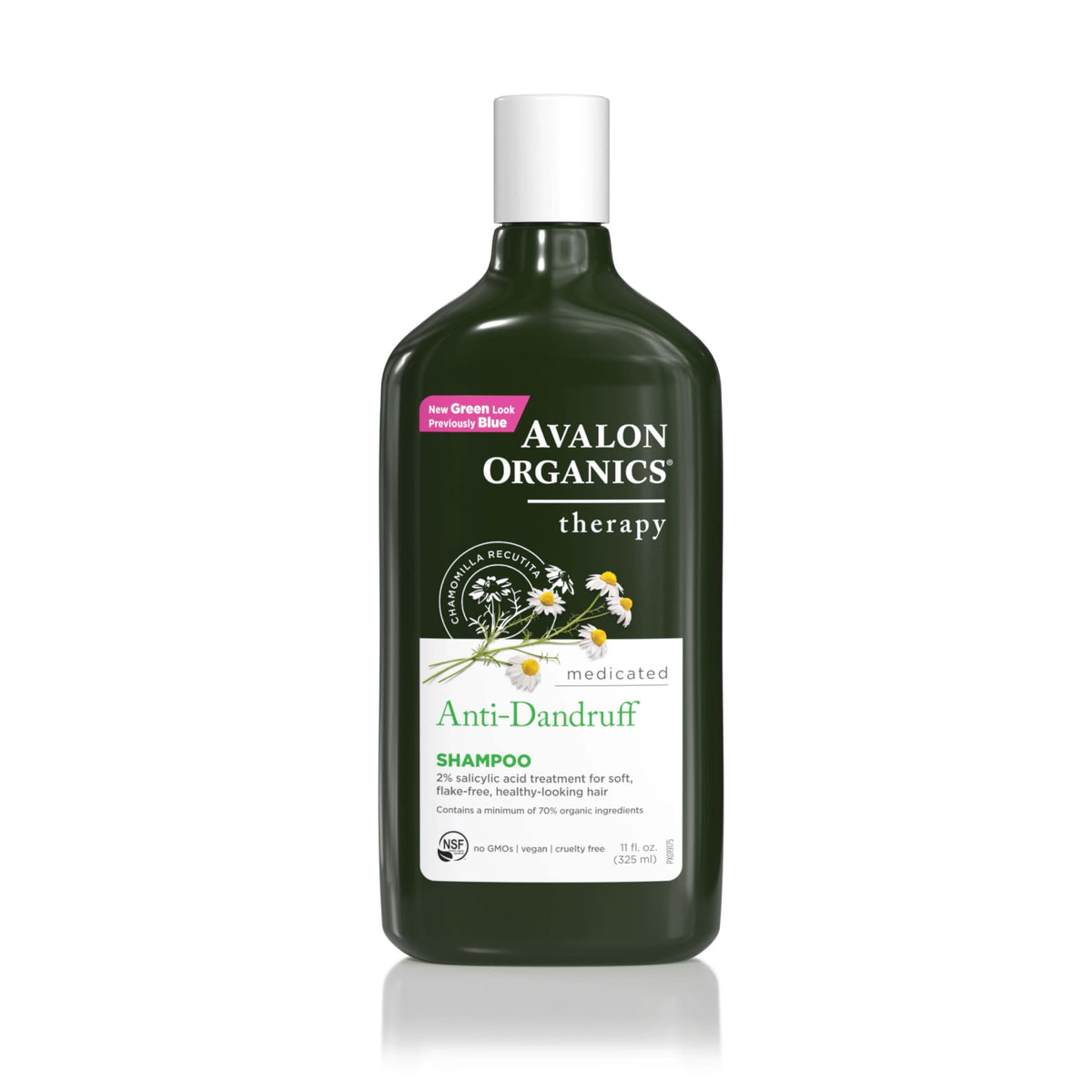 Avalon Organics Champú Anticaspa: botella elegante para cabello sin caspa y saludable.