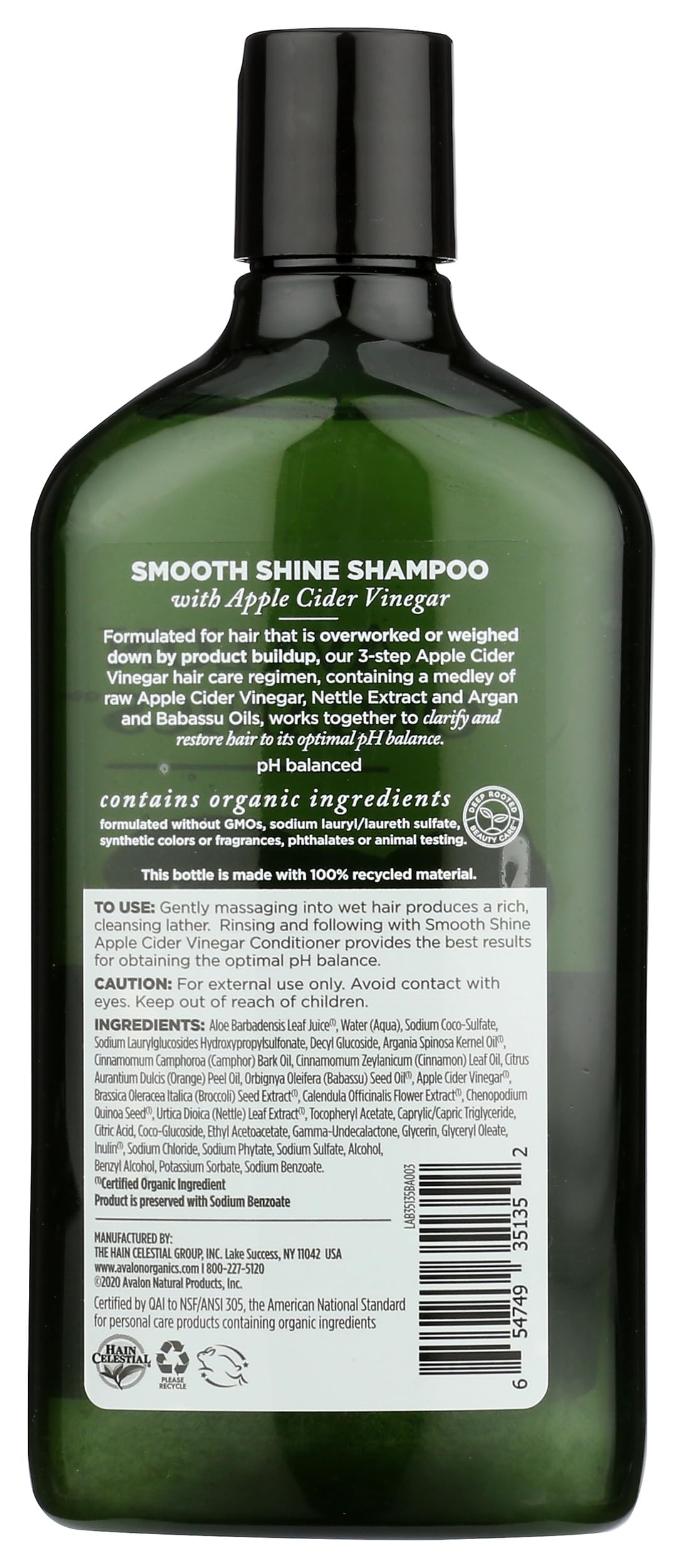 Champú Avalon Organics, cabello limpio y con brillo natural tras cada lavado.