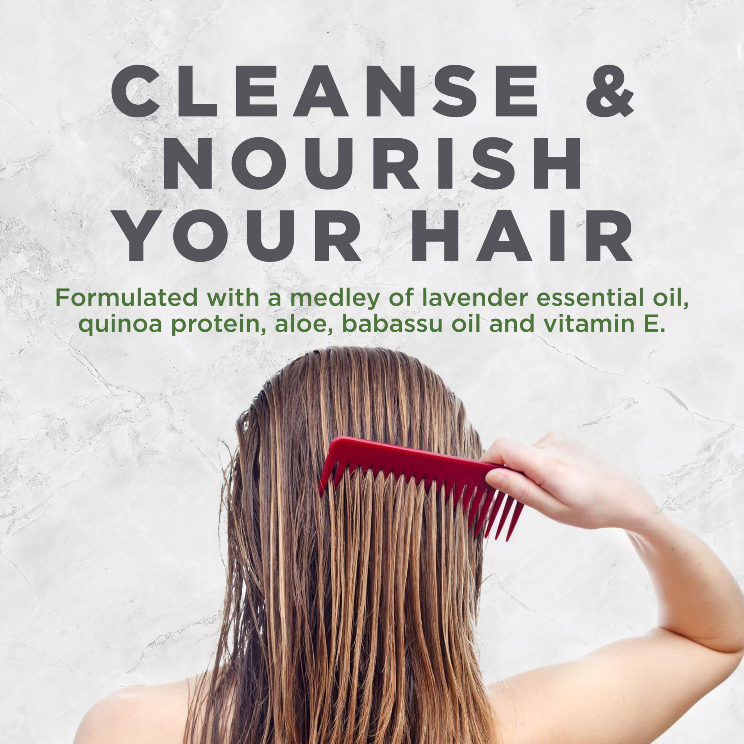 Avalon Organics Champú Lavanda Revitalizante, certificado Leaping Bunny para pruebas sin crueldad.