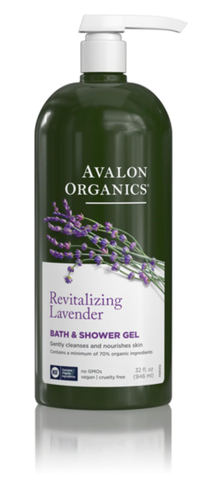 Avalon Organics Lavanda Revitalizante: botella-32oz lista para la ducha, hidrata piel seca.