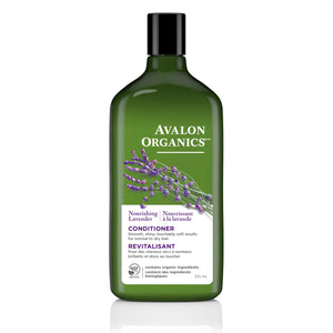 Avalon Organics Nourishing Lavender Conditioner, botella frontal, hidratación suave para cabello normal a seco.