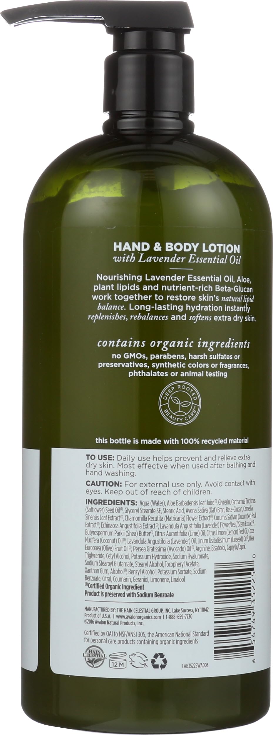 Avalon Organics, textura nutritiva, hidrata la piel por más tiempo.