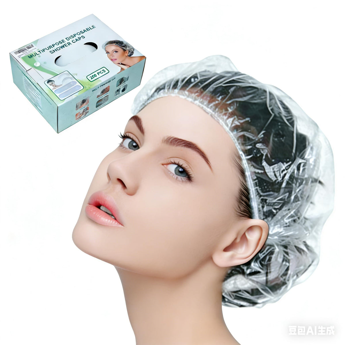 Avando capuchón de ducha transparente protege el cabello durante el lavado.