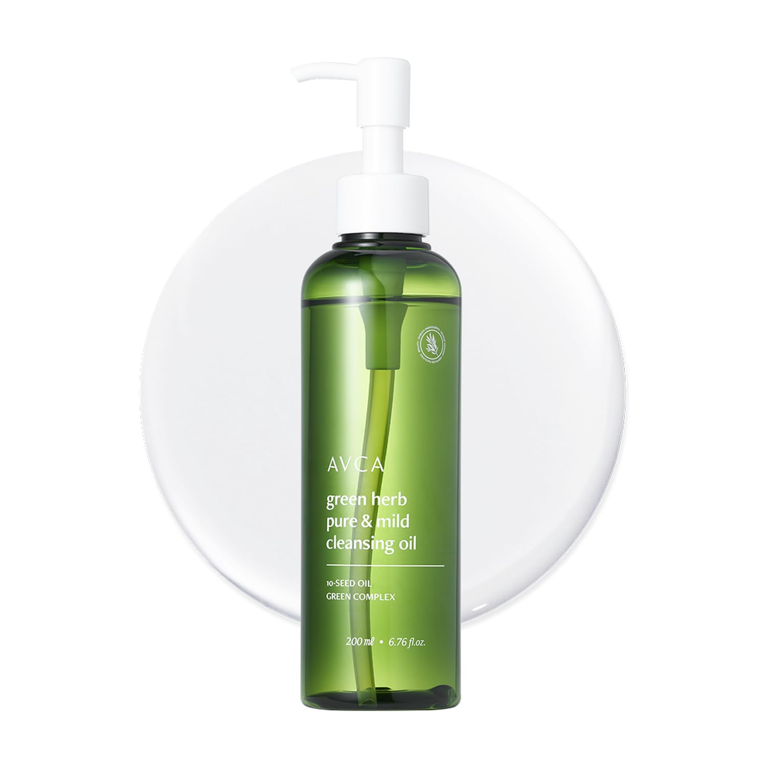 AVCA Aceite Limpiador Verde Hierbas: botella elegante para desmaquillar sin grasa.