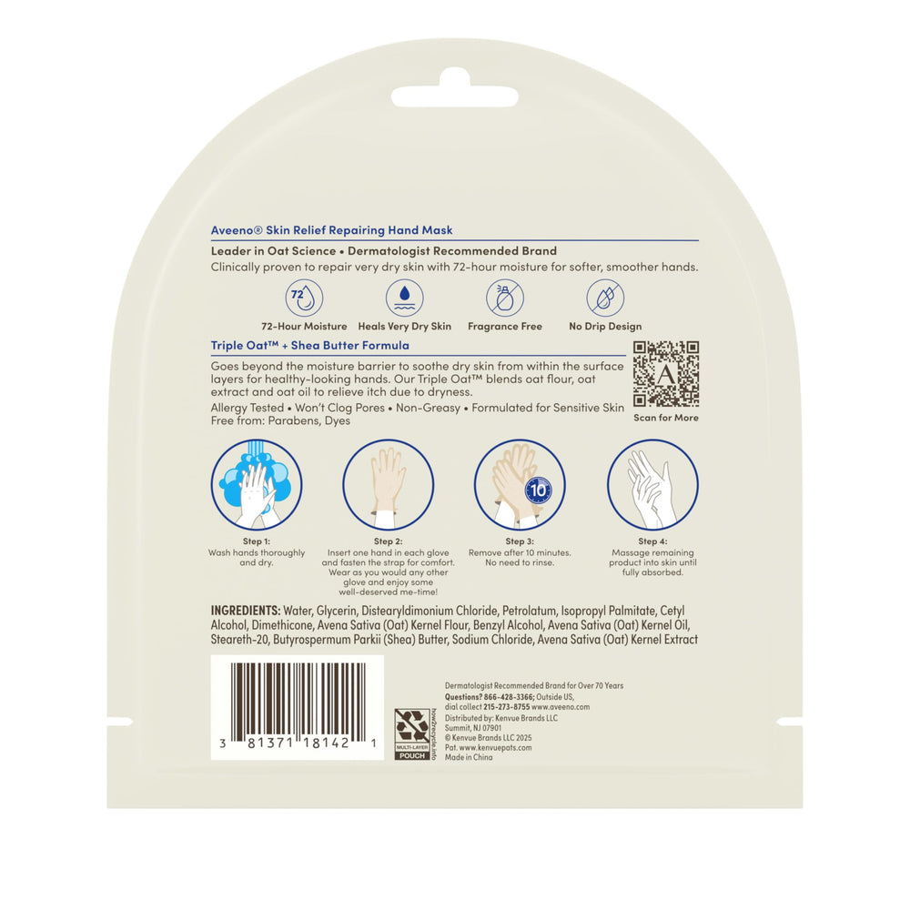 Aveeno aplicacion tras mascarilla manos con absorcion rapida
