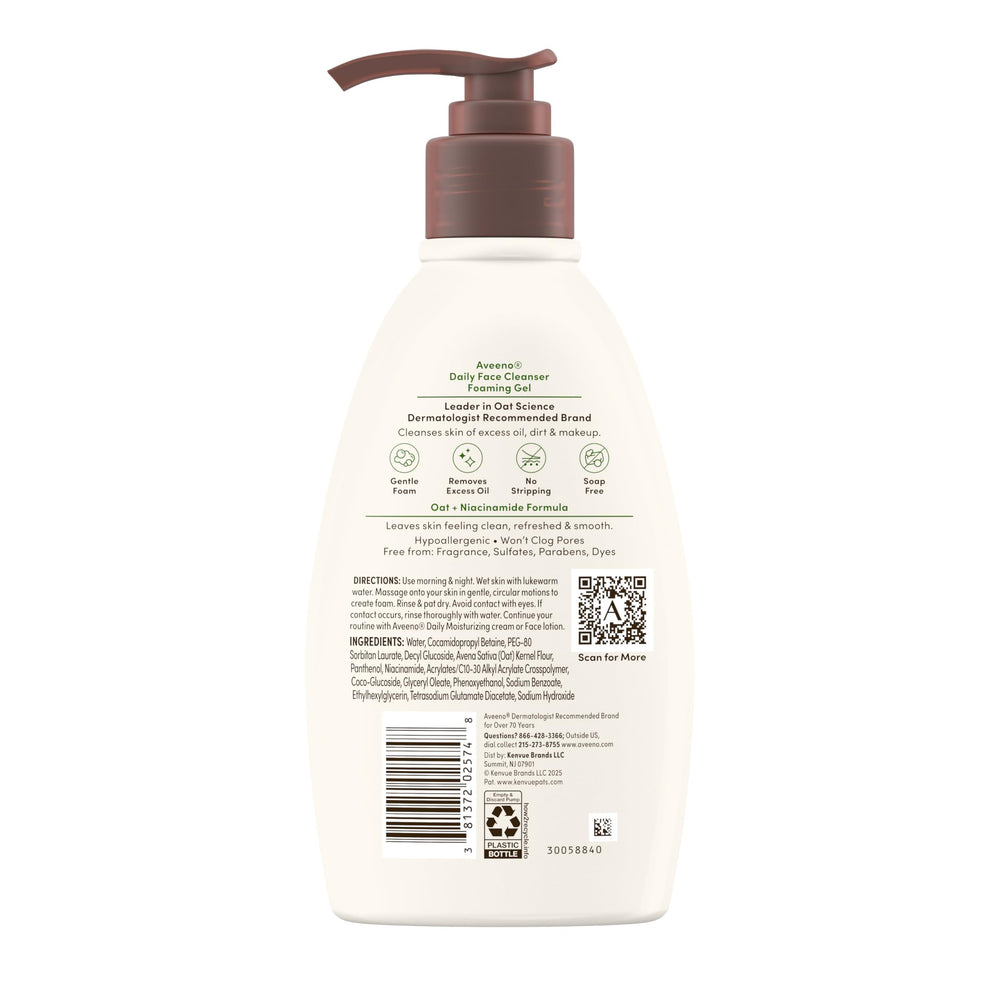 Aveeno aplicación suave para rutina diaria de cuidado facial.