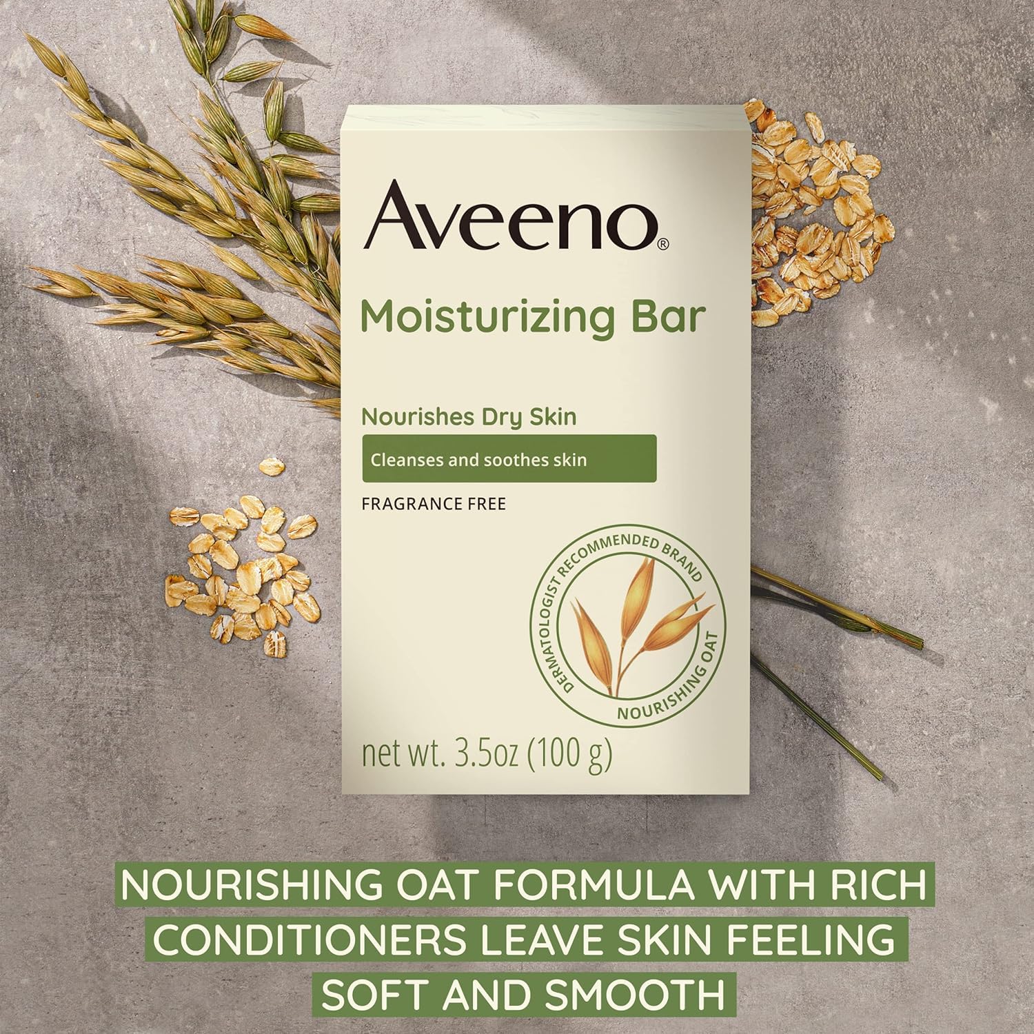 Aveeno Bar Fragancia Cero: fórmula suave para piel sensible.