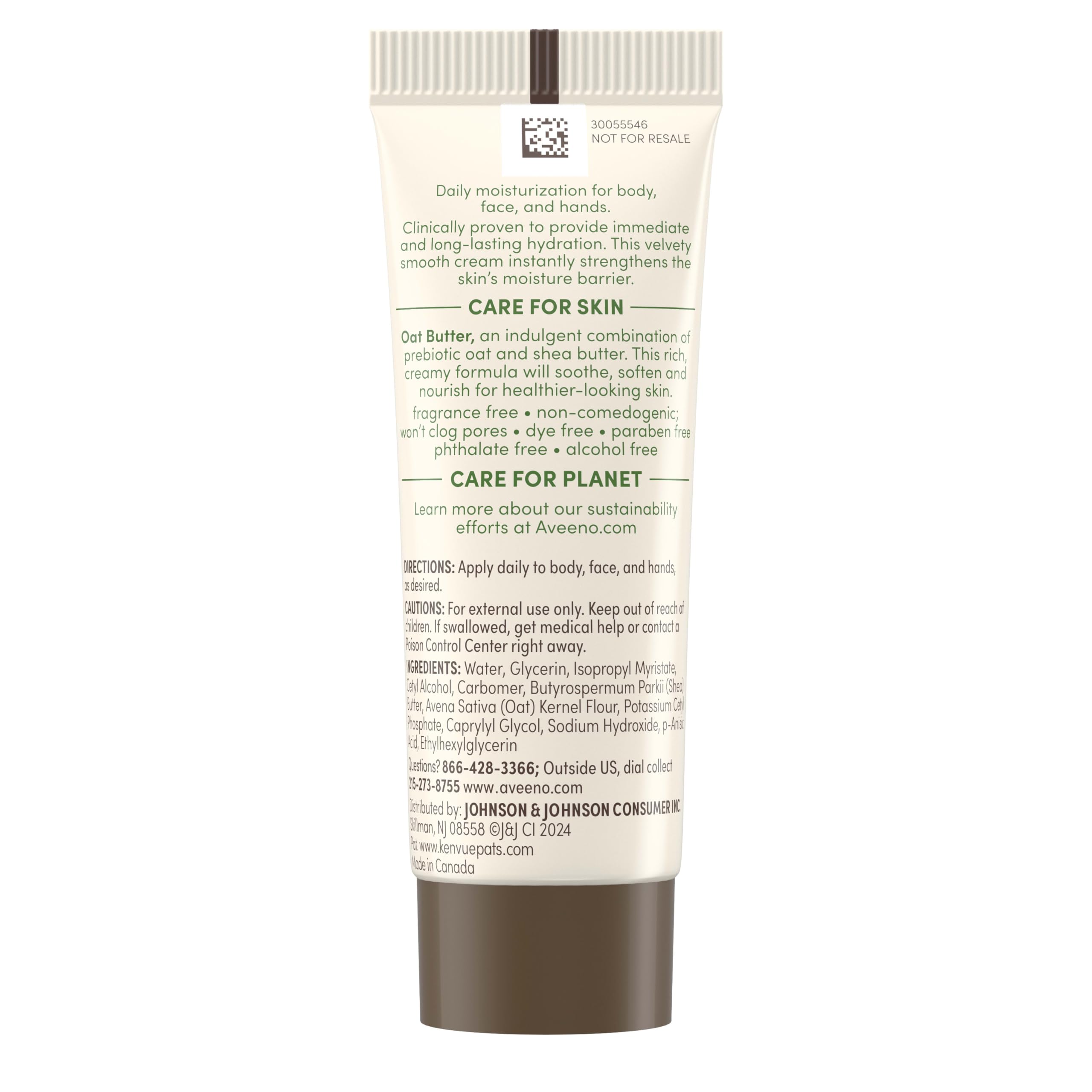Aveeno crema corporal hidratante con avena y manteca de karité para piel seca.