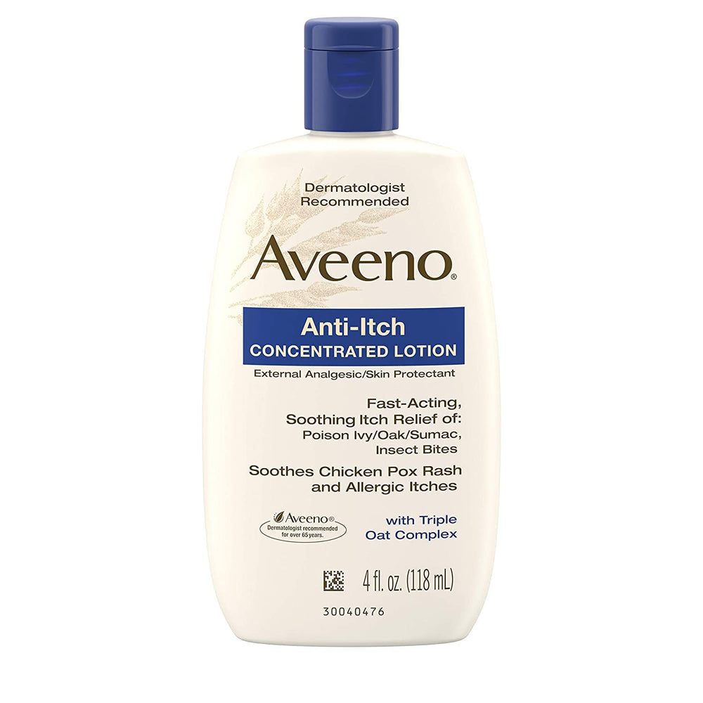 Aveeno loción anti-picor aplicación suave para uso diario en manos y cuerpo.