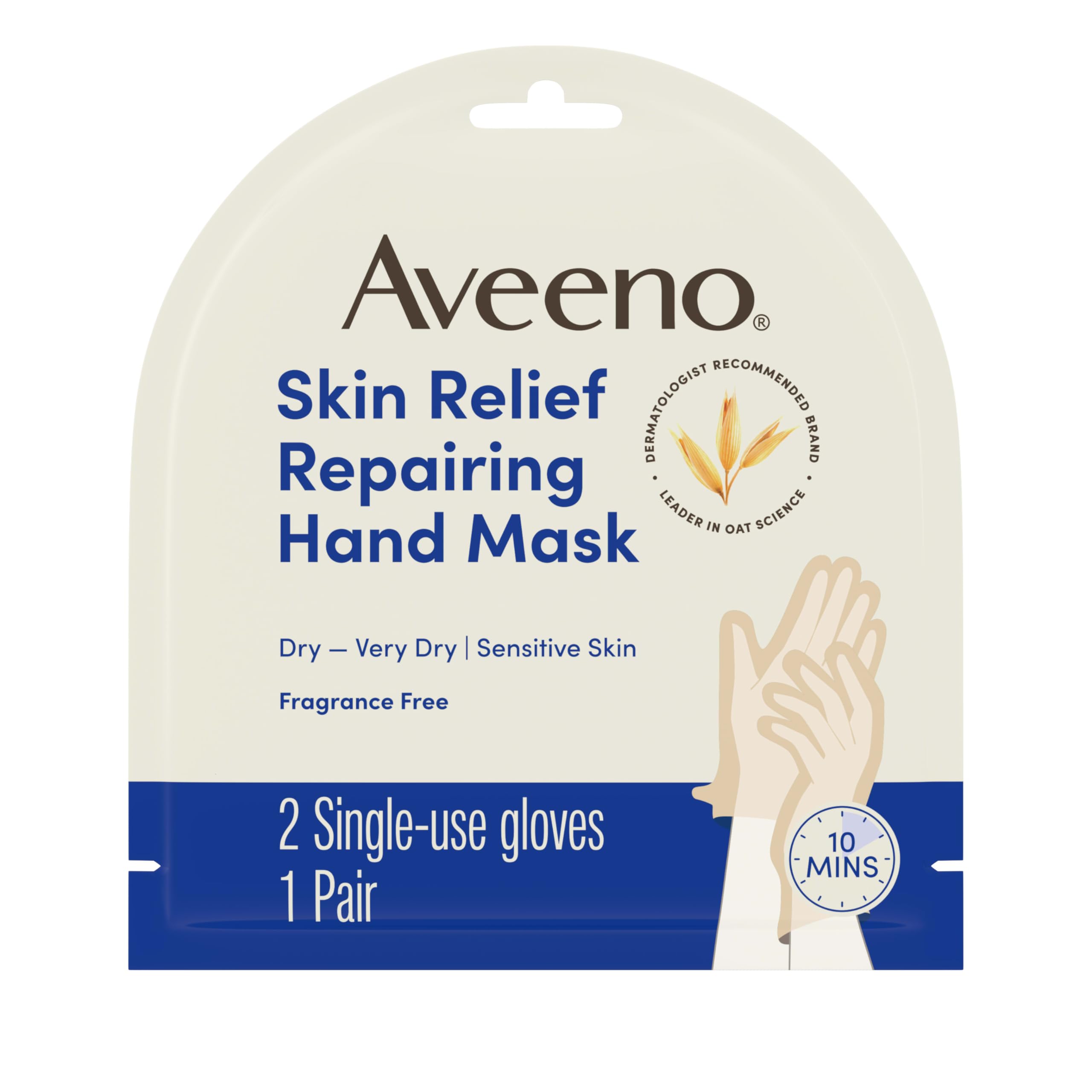 Aveeno mascarilla manos reparadora en uso, hidratacion visible