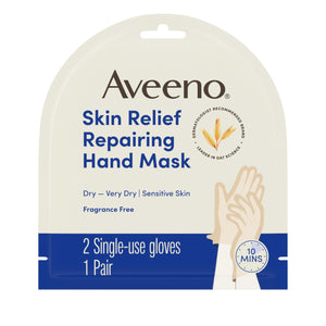 Aveeno mascarilla manos reparadora en uso, hidratacion visible