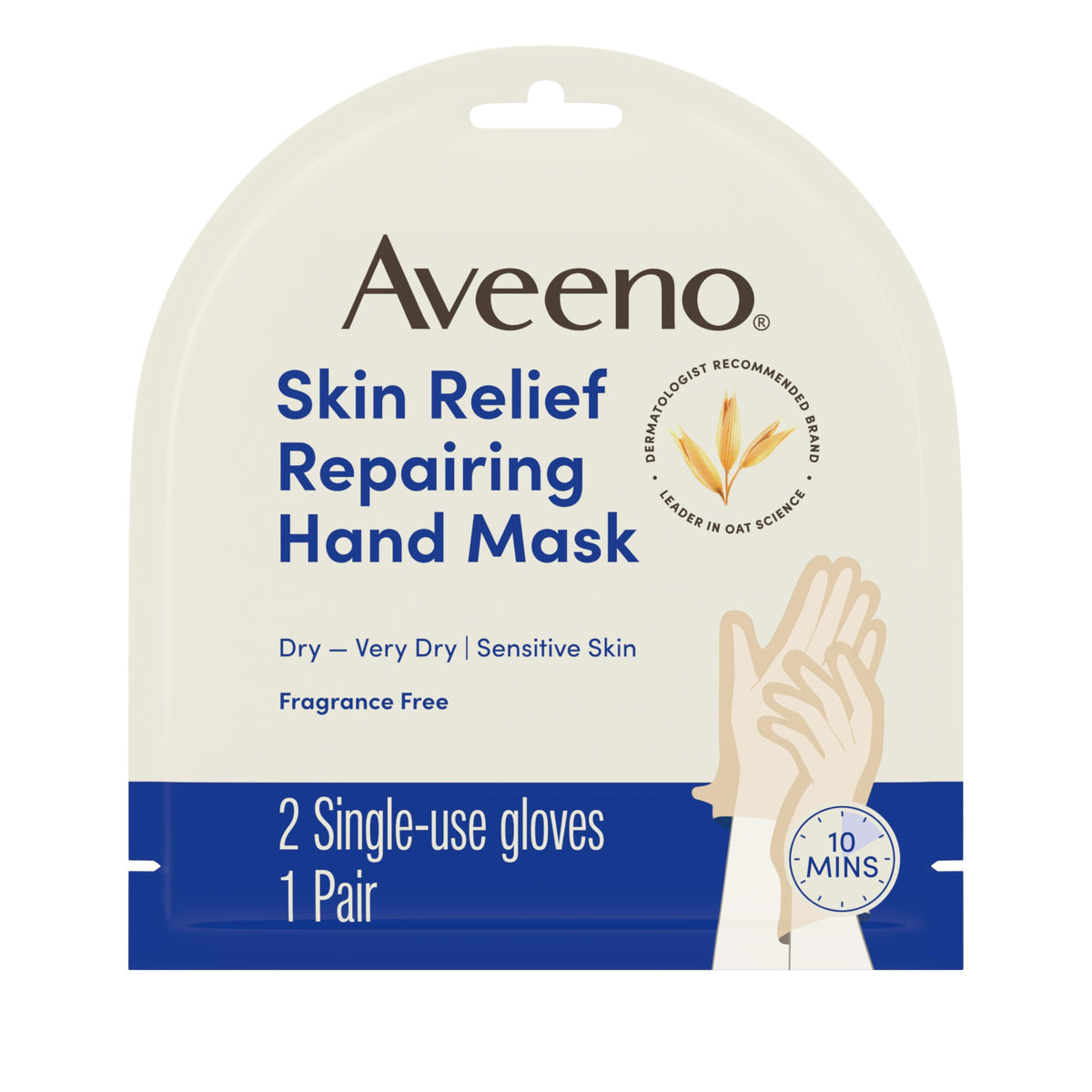 Aveeno mascarilla manos reparadora en uso, hidratacion visible