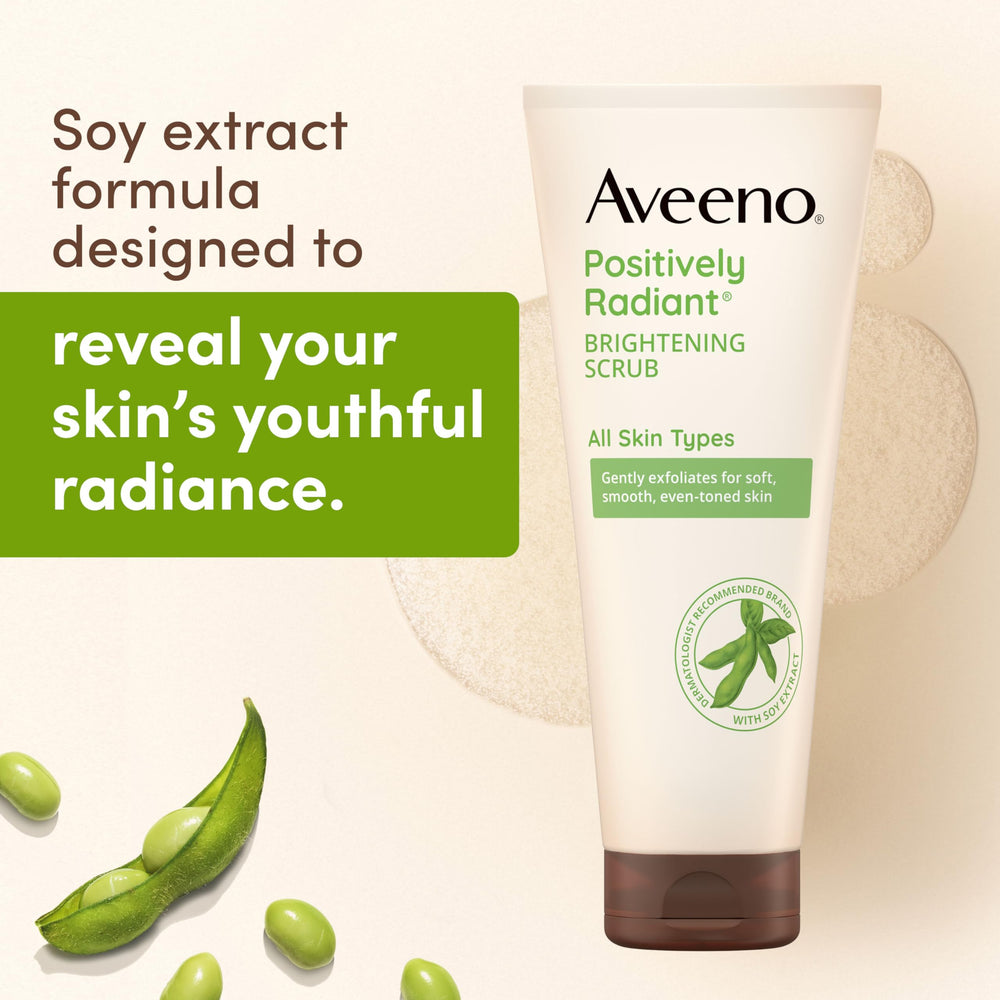 Aveeno Positively Radiant exfoliante con extracto de soja para tono uniforme