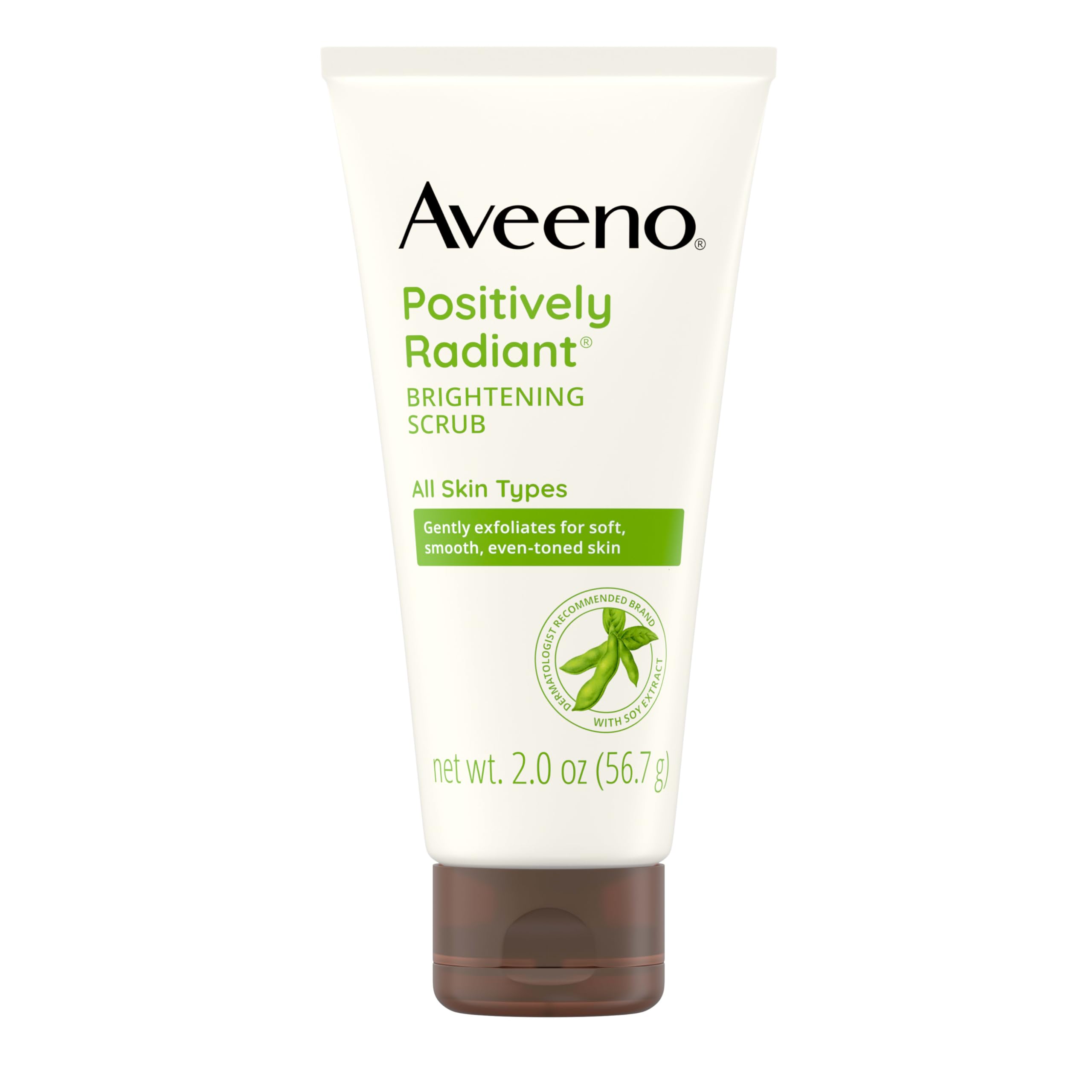 Aveeno Positively Radiant exfoliante diario en tubo de 2 onzas para uso suave