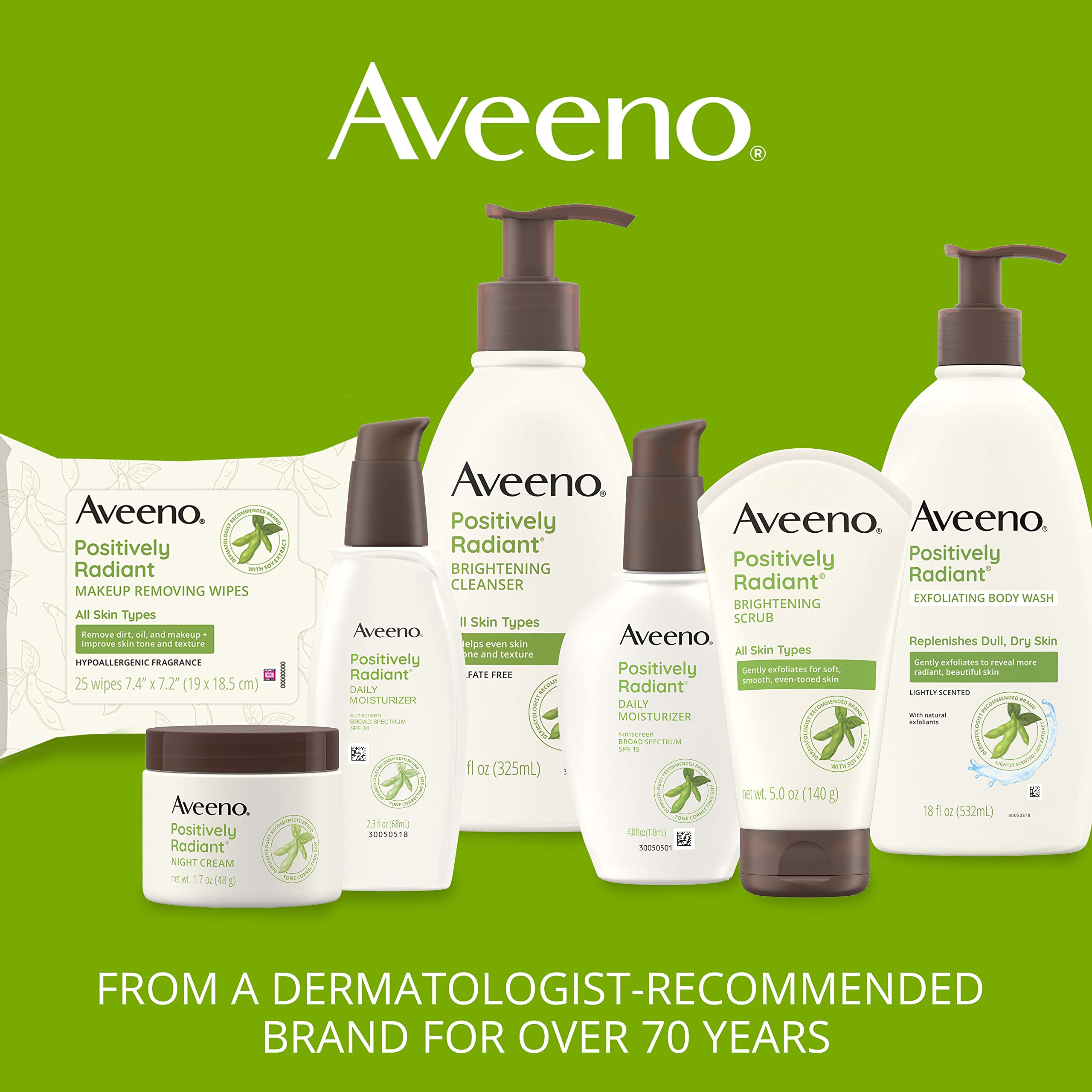 Aveeno Positivamente Radiante protección solar SPF 15 frente a rayos UVA y UVB.