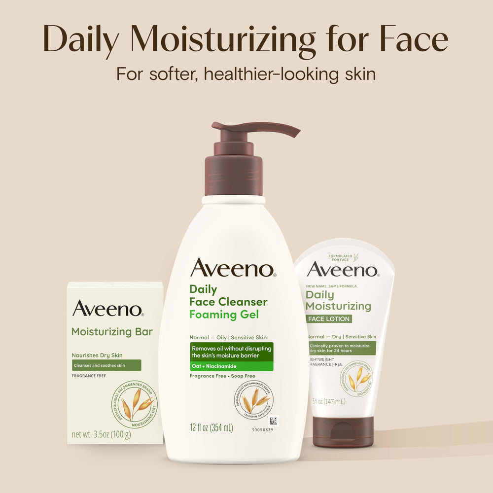 Aveeno recomendado por dermatólogos para limpieza diaria.