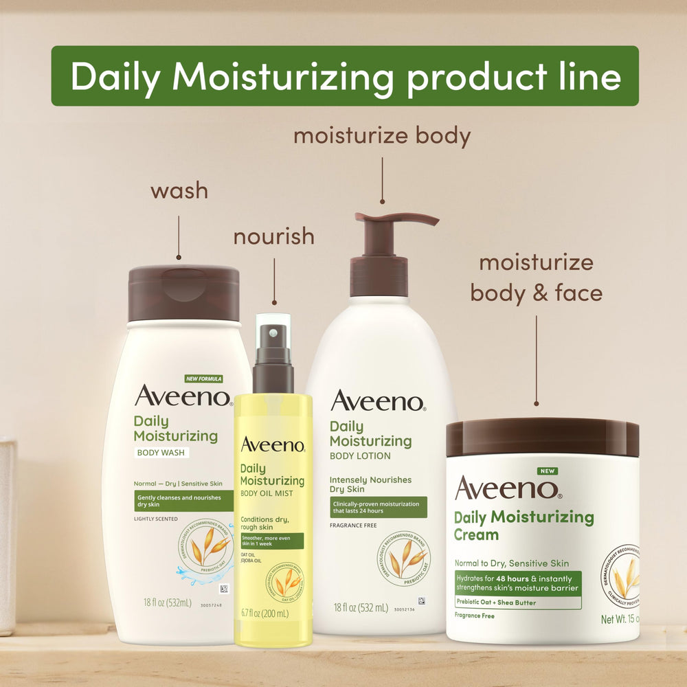 Aveeno sin parabenos sin colorantes, cuidado respetuoso para piel sensible.