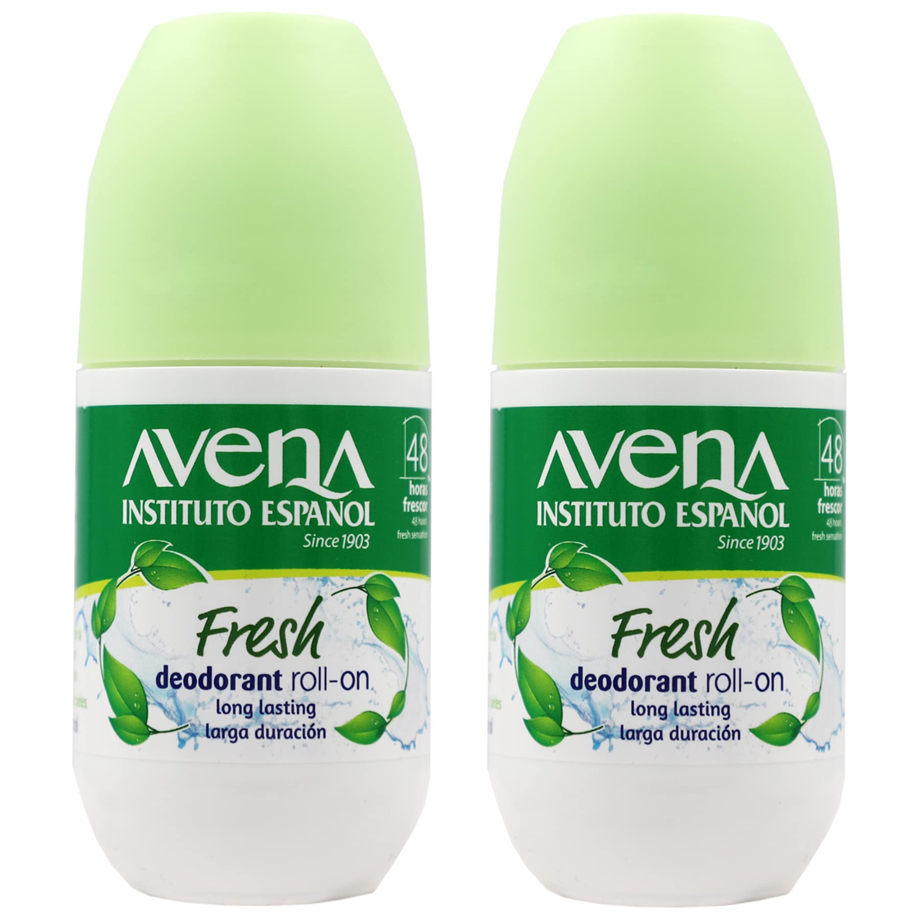 Desodorante roll-on Avena Instituto Espanol, dos botellas para sensación fresca diaria.