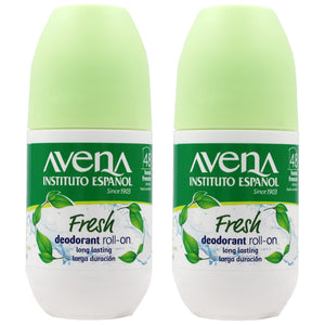 Desodorante roll-on Avena Instituto Espanol, dos botellas para sensación fresca diaria.