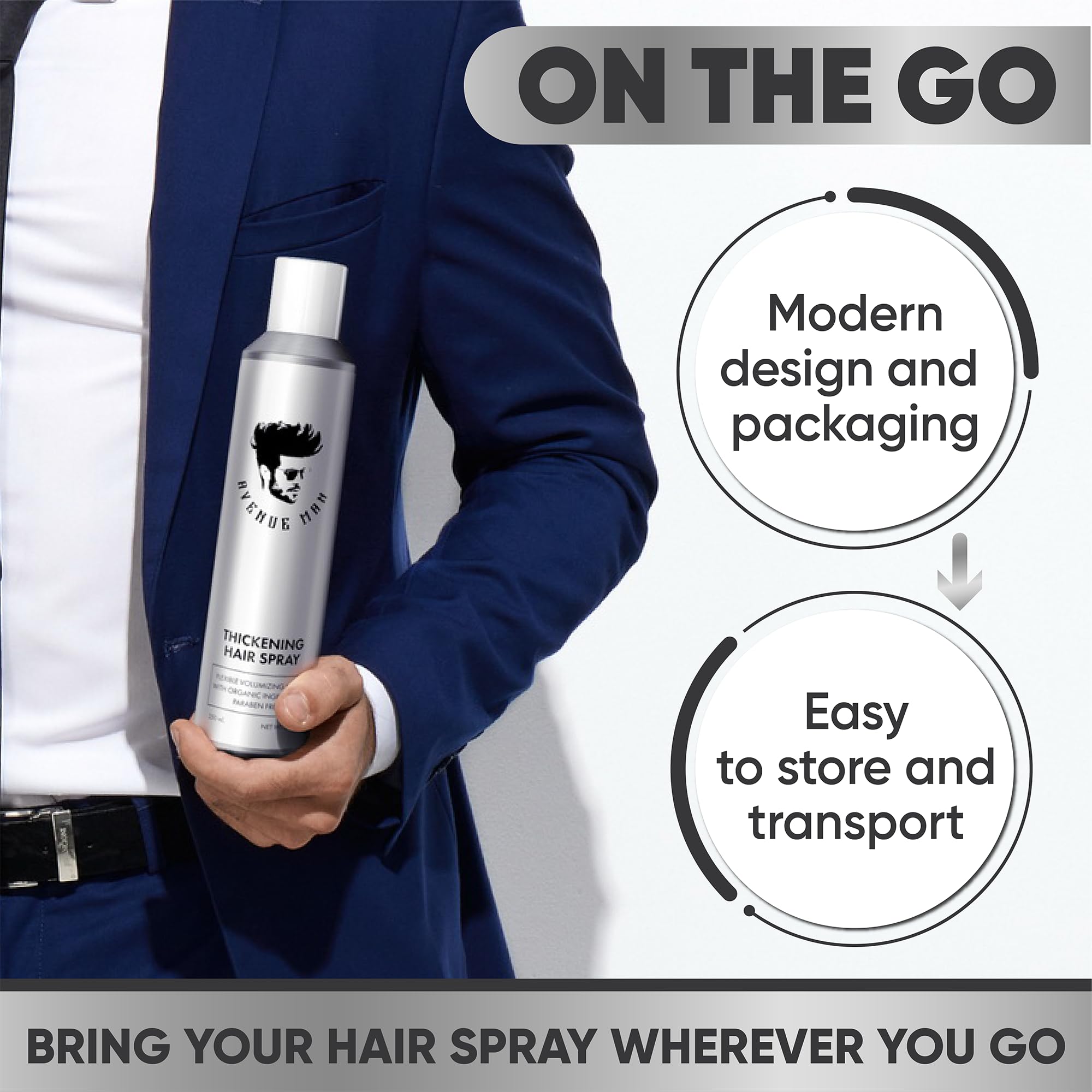 Avenue Man humedad resistente, barrera contra frizz y sudor.