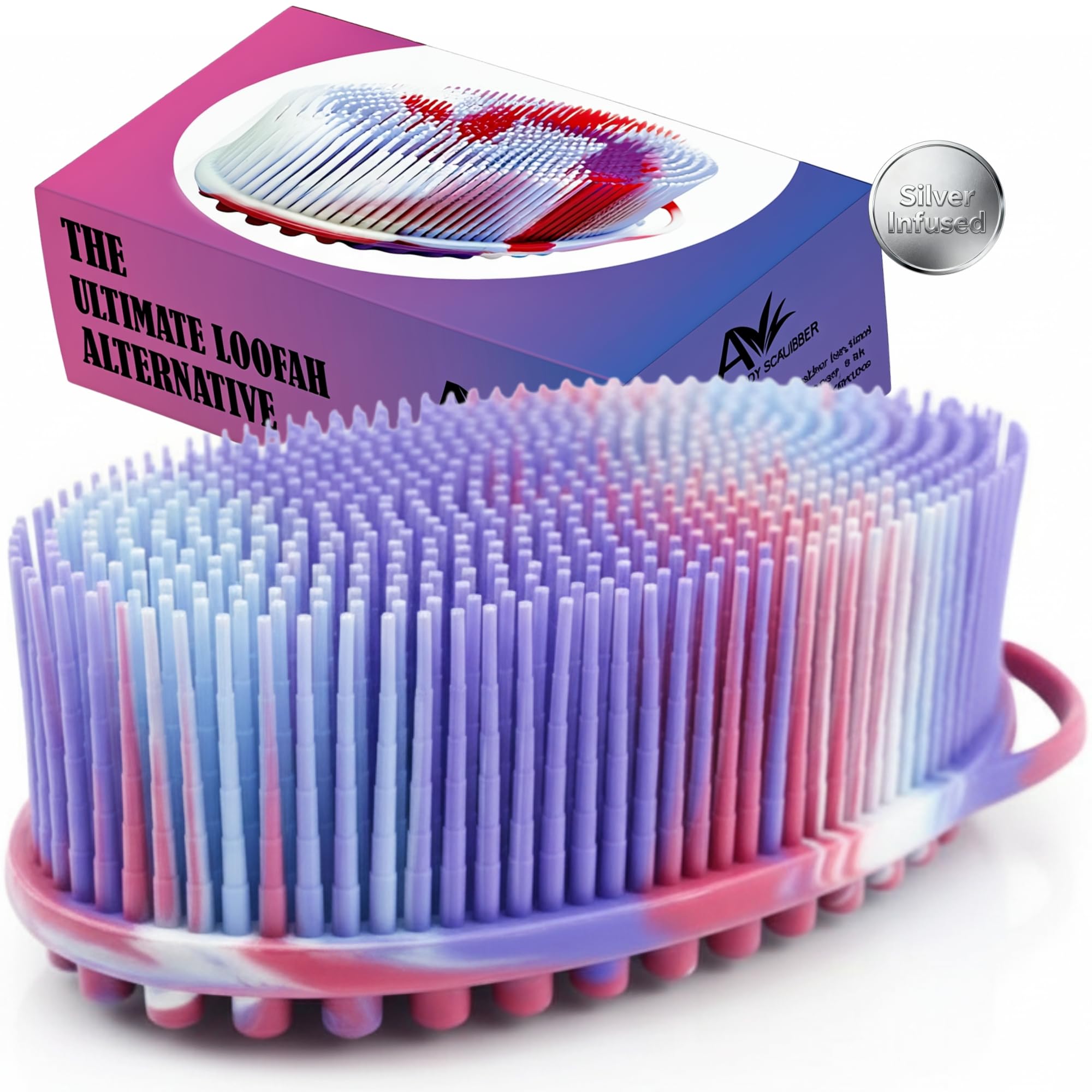 Avilana Silver Edition cepillo ducha silicona, exfoliación suave para piel sensible.