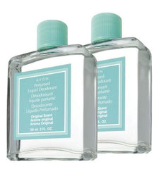 AVON Desodorante líquido perfumado en botella, aroma floral suave y protección diaria.