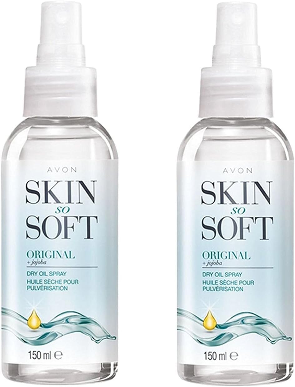 AVON Skin So Soft Original Dry Oil Spray, textura ligera para piel suave y nutrida.