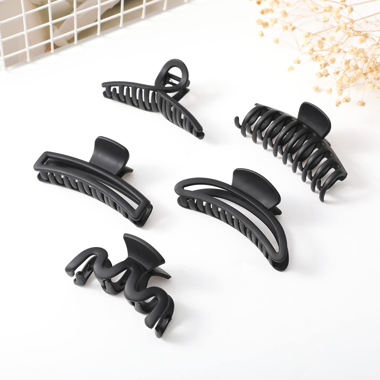 AWAYTR pack de 5 pinzas garra grandes negro mate para estilos variados