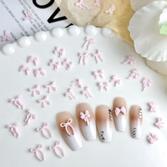 AWDSLUY adorno de resina 3D lazo rosa para uñas con brillo