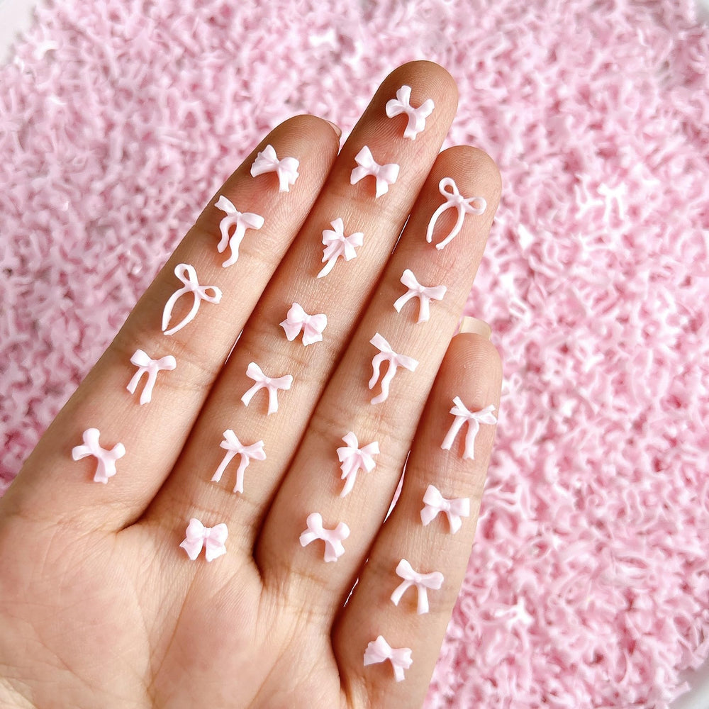 AWDSLUY adornos de lazo para uñas en rosa, ideal para diseño elegante